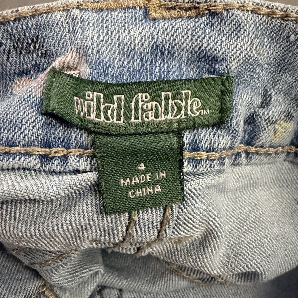 Wild Fable Denim Shorts Floral Print Cut Off Fringe Cottagecore Dainty Feminine - Picture 3 of 7